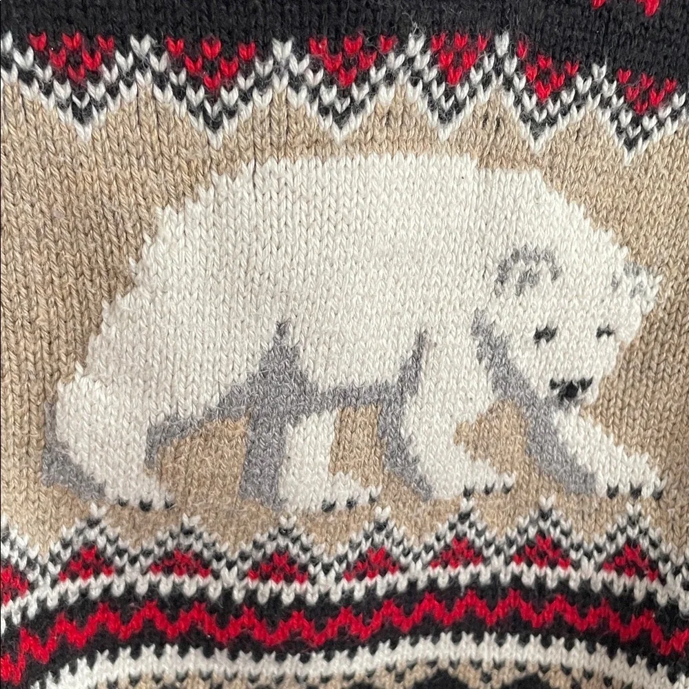 GAP Black and Tan Kids Holiday Sweater with Polar Bear Motif 12-18months